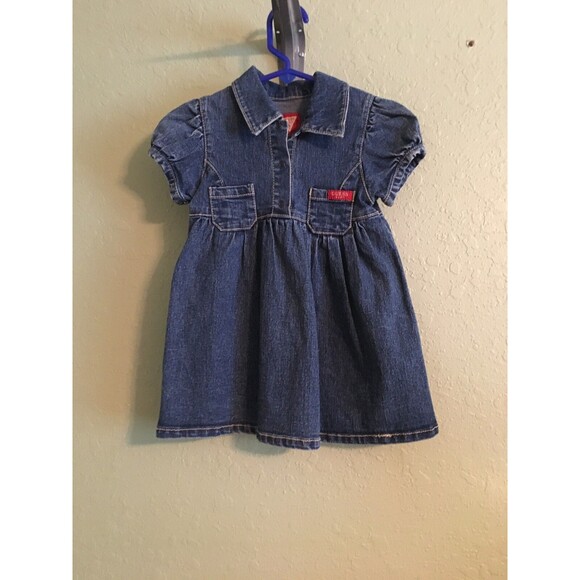 Vintage Guess Baby Denim Short Sleeve Girl Dress 18 M - Picture 1 of 4